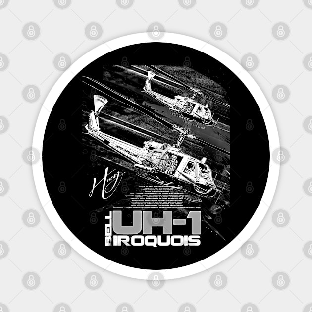 bell uh 1 iroquois helicopter Magnet by aeroloversclothing